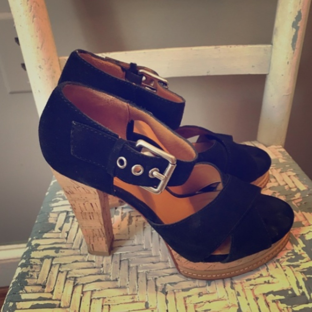 Michael Kors Suede and Cork Platform Sandals 9